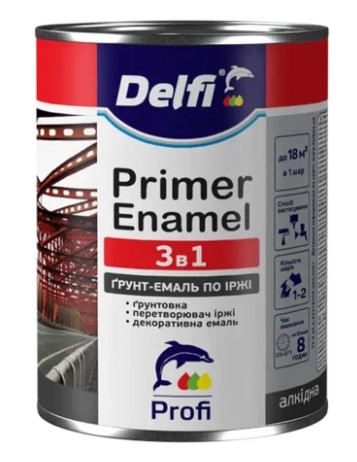 Грунт-емаль по іржі 3 в 1, чорна, ТМ «Delfi» - 0,9 кг